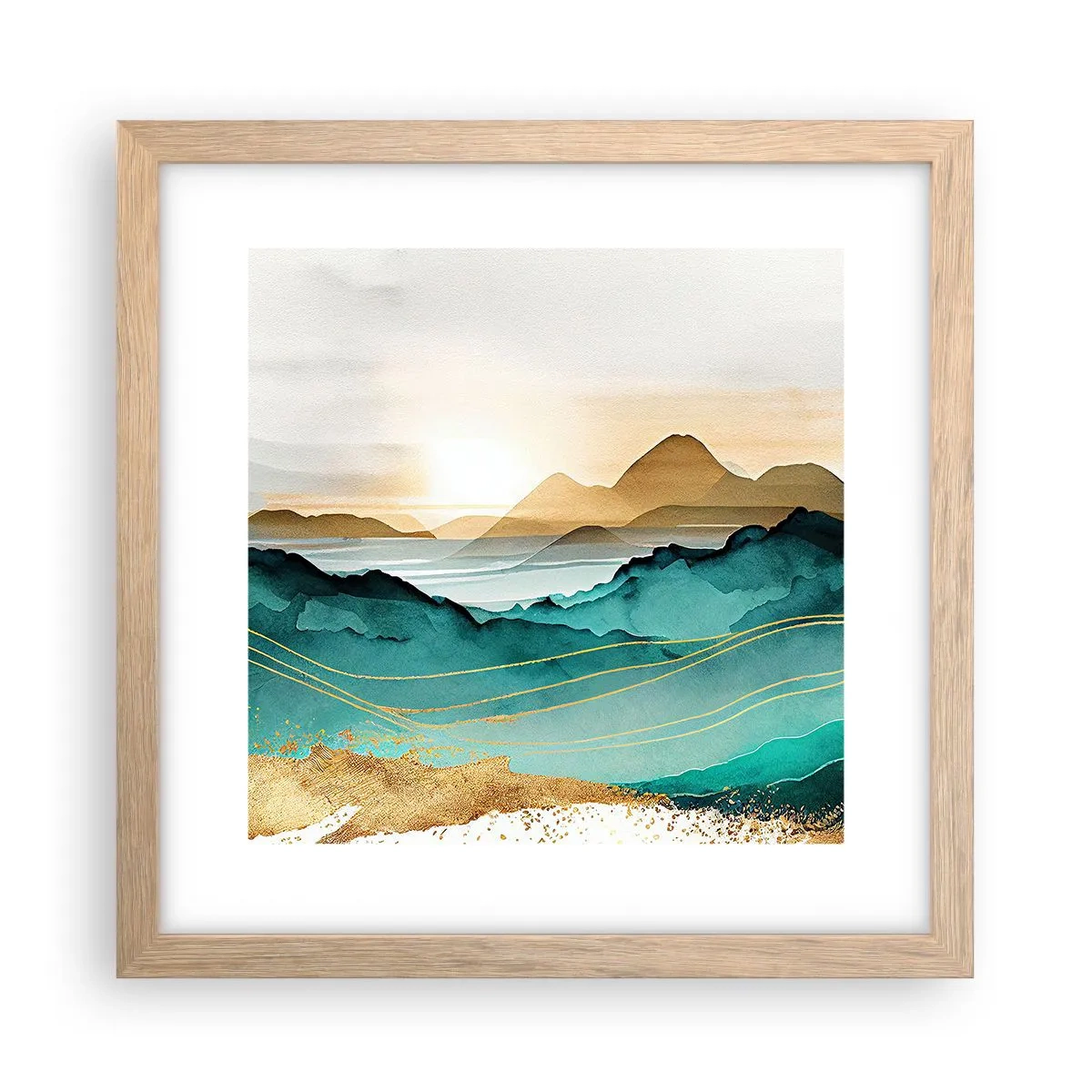 Poster in einem Rahmen aus heller Eiche - Am Rande der Abstraktion – Landschaft - 30x30 cm