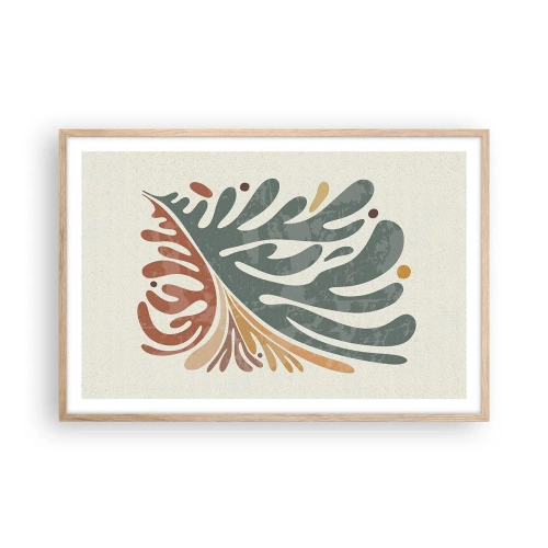Poster in einem Rahmen aus heller Eiche - Mehrfarbiges Blatt - 91x61 cm