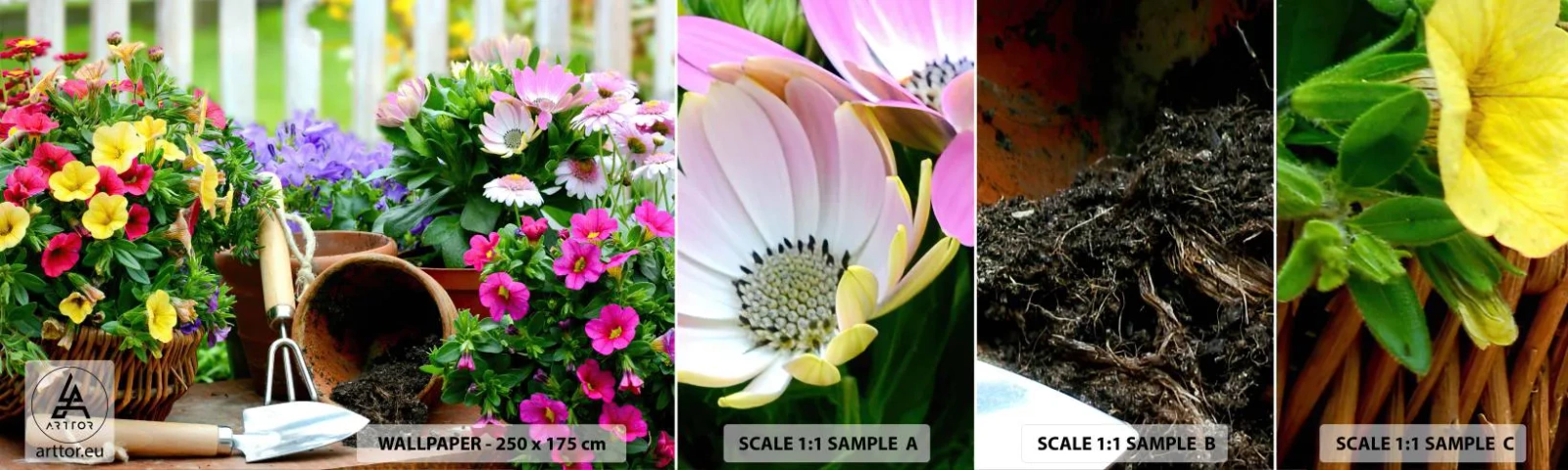 Fototapetenmuster Standard Eco - Zosias Garten - Blumen, Garten, Blumenstrauß - 100x30 cm