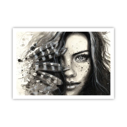 Poster - Künstlerisches Frauenporträt mit abstrakten Details - 100x70cm - Wilde Schönheit - Moderne Wanddekoration für Wohnzimmer und Schlafzimmer ARTTOR