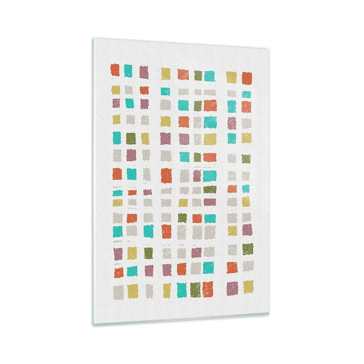 Glasbild - Bild auf glas - Bunte Quadrate in minimalistischer Anordnung auf weißem Hintergrund - 80x120cm - Unbekanntes Spiel - Moderne Wanddekoration für Wohnzimmer und Schlafzimmer ARTTOR