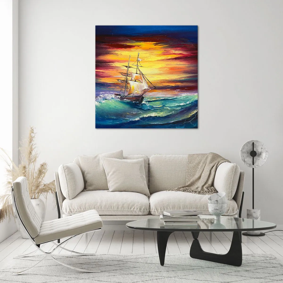 Glasbild - Bild auf glas - Tapfer unter den Wellen - 40x40 cm