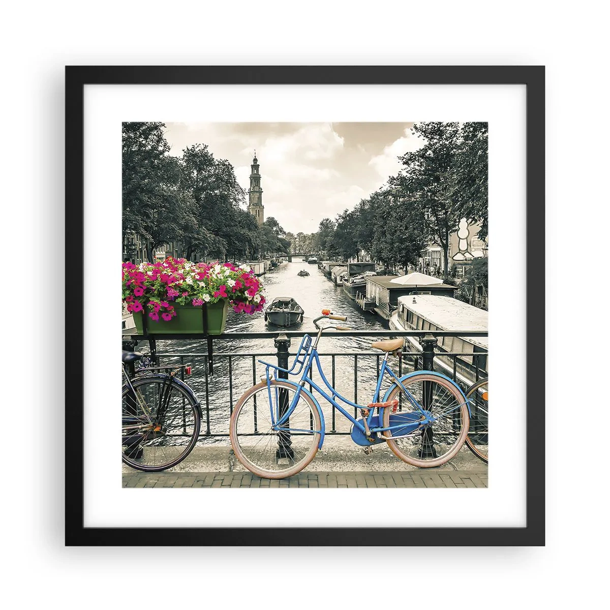 Poster in einem schwarzem Rahmen - Die Farben der Amsterdamer Straße - 40x40 cm