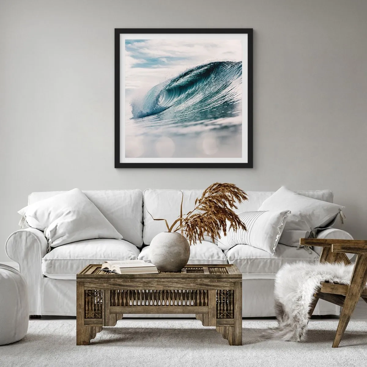 Poster in einem schwarzem Rahmen - Wasserspitze - 50x50 cm
