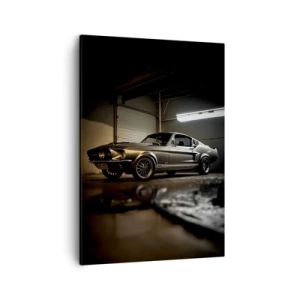 Bild auf Leinwand - Leinwandbild - Oldtimer in Retro-Garage - 50x70cm - Zurück in die Vergangenheit - Moderne Wanddekoration für Wohnzimmer und Schlafzimmer ARTTOR