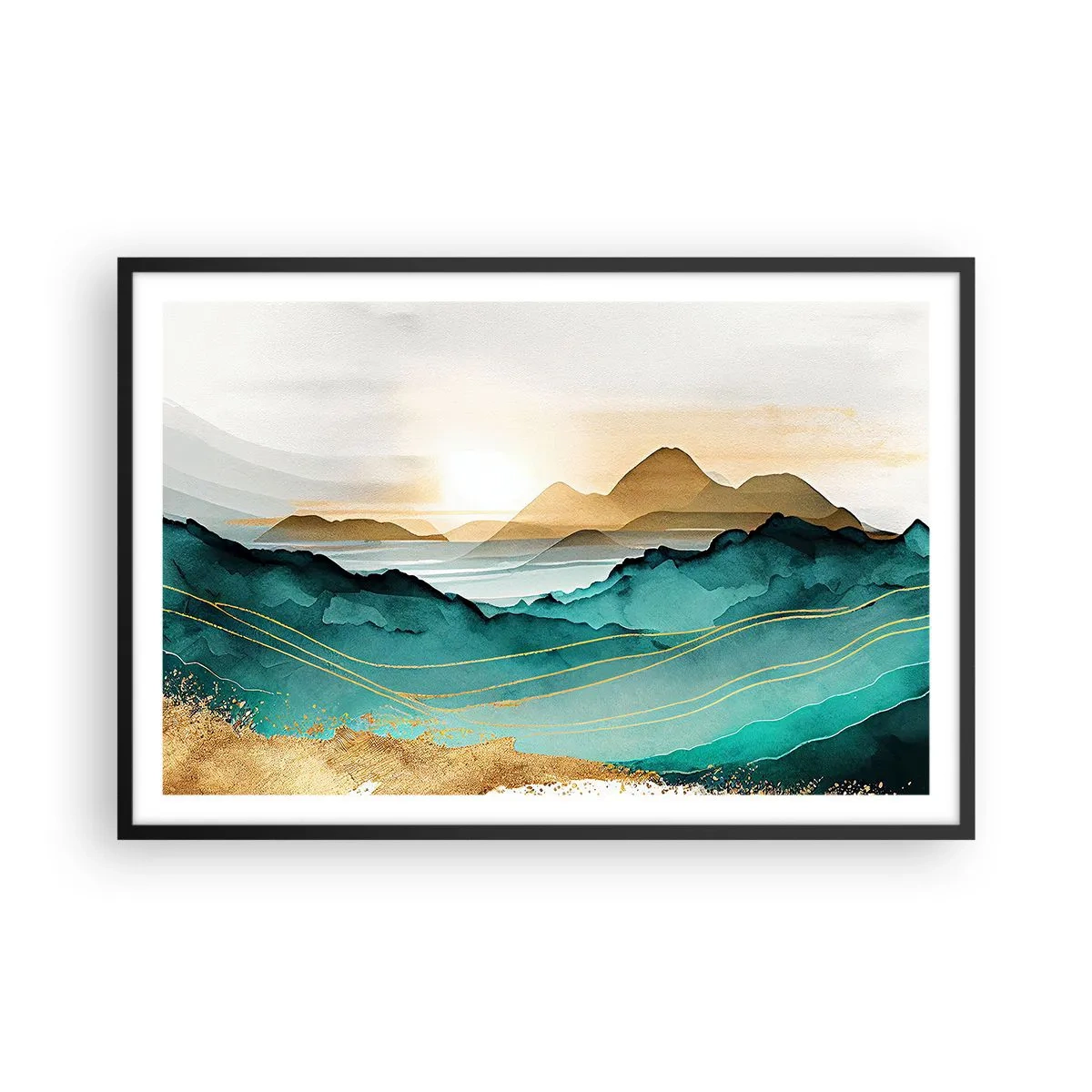 Poster in einem schwarzem Rahmen - Am Rande der Abstraktion – Landschaft - 91x61 cm