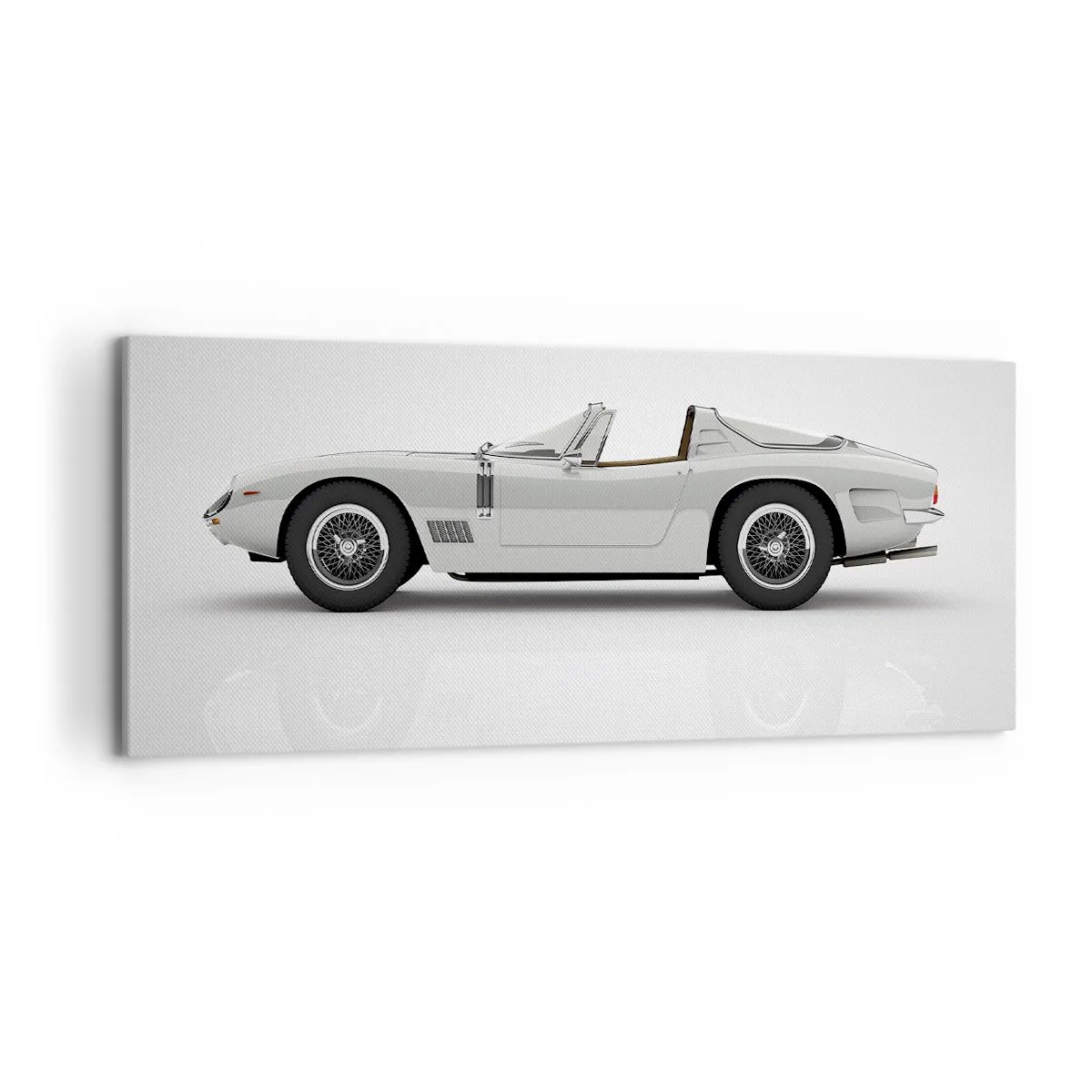 Bild auf Leinwand - Leinwandbild - Klassisches weißes Cabrio auf hellem Hintergrund - 120x50cm - Spaß versprochen - Moderne Wanddekoration für Wohnzimmer und Schlafzimmer ARTTOR