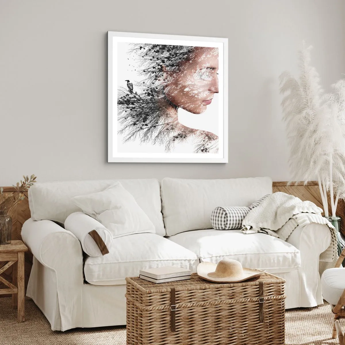 Poster in einem weißen Rahmen - Der Geist des Waldes - 30x30 cm