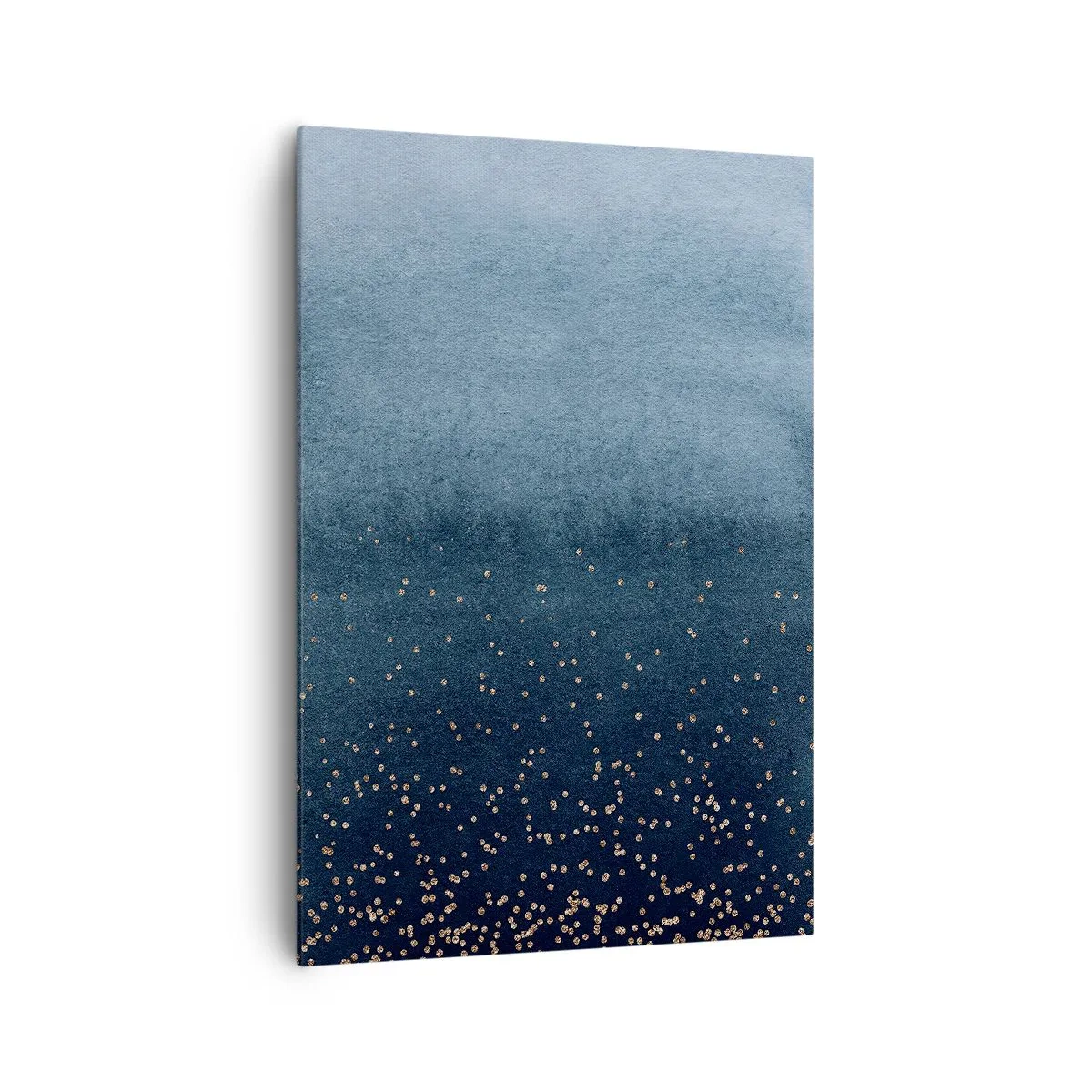 Bild auf Leinwand - Leinwandbild - Blaue Farbverläufe mit dezenten Goldakzenten - 70x100cm - Komposition - blaue Phasen - Moderne Wanddekoration für Wohnzimmer und Schlafzimmer ARTTOR