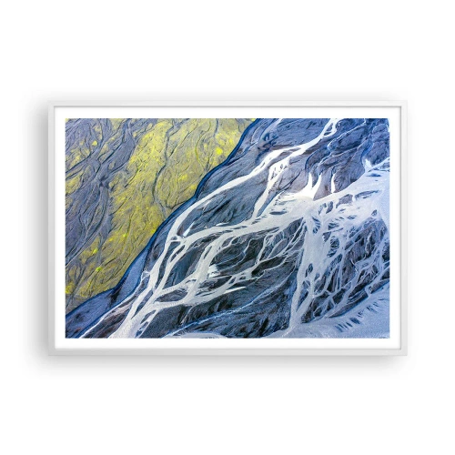 Poster in einem weißen Rahmen - Felsmalereien der Natur - 100x70 cm