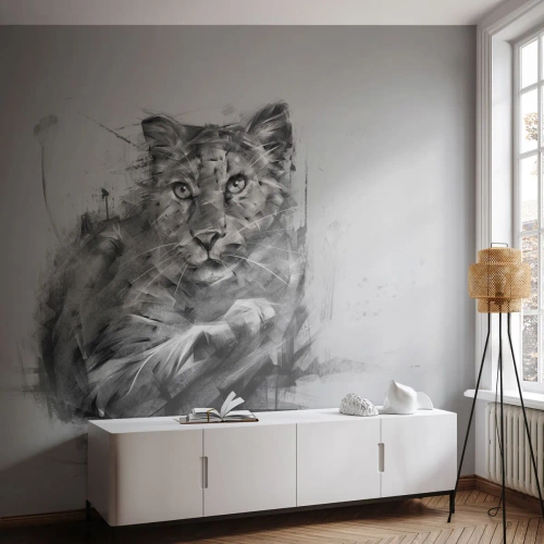 Fototapete Premium Canvas - Ja, ich höre aufmerksam zu - Panther, Tiere, Wilde Katze - 350x256 cm