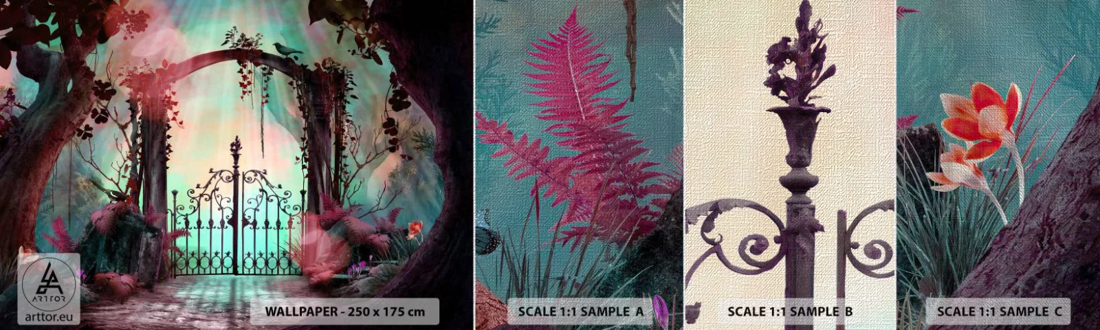 Fototapeten Muster Premium Canvas - Geheimer Garten - Fantasie, Geheimer Garten, Märchen - 100x30 cm