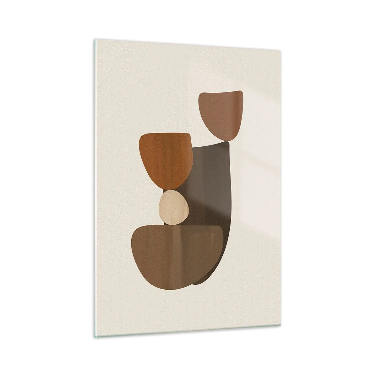 Glasbild - Bild auf glas - Abstrakte Komposition in Braun- und Beigetönen - 50x70cm - Komposition in Bronze - Moderne Wanddekoration für Wohnzimmer und Schlafzimmer ARTTOR