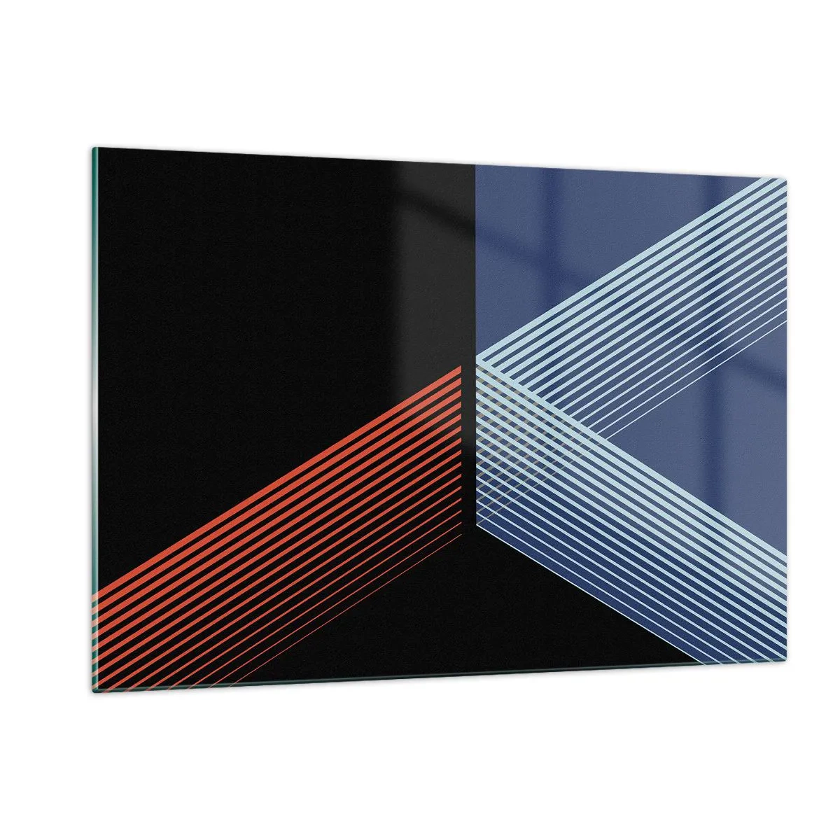Glasbild - Bild auf glas - Eine moderne geometrische Komposition mit Linien und Farbkontrasten. - 120x80cm - Eine einfache Geschichte - Moderne Wanddekoration für Wohnzimmer und Schlafzimmer ARTTOR