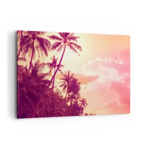 Bild auf Leinwand - Leinwandbild - Palmen, beleuchtet von der untergehenden Sonne in einem tropischen Himmel - 120x80cm - Du musst auswählen - Moderne Wanddekoration für Wohnzimmer und Schlafzimmer ARTTOR