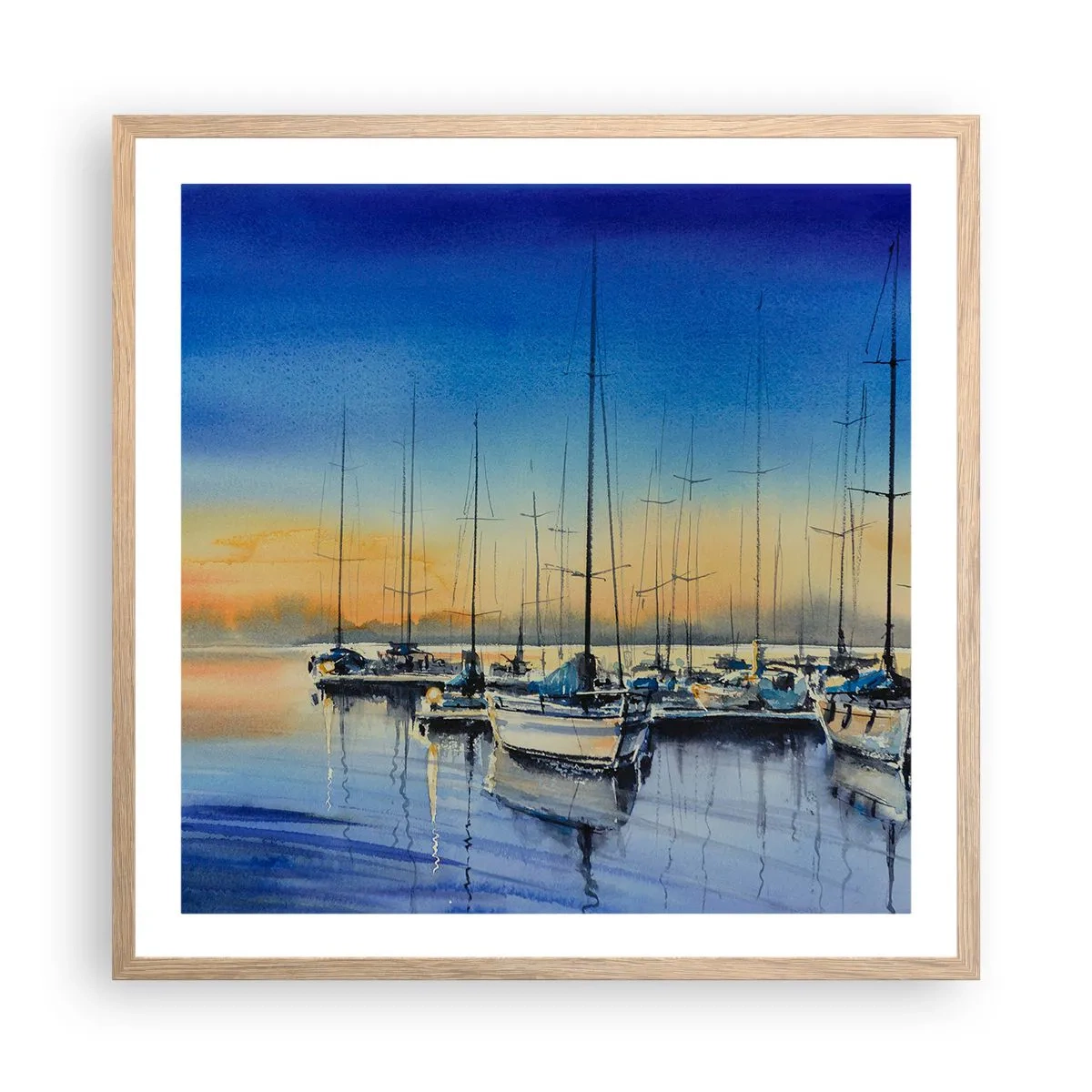 Poster in einem Rahmen aus heller Eiche - Ende eines guten Tages - 60x60 cm