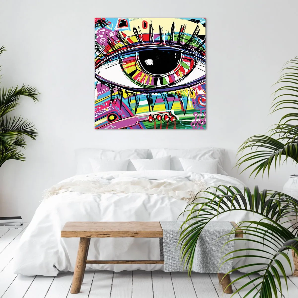 Bild auf Leinwand - Leinwandbild - Buntes Auge - bunte Seele - 70x70 cm