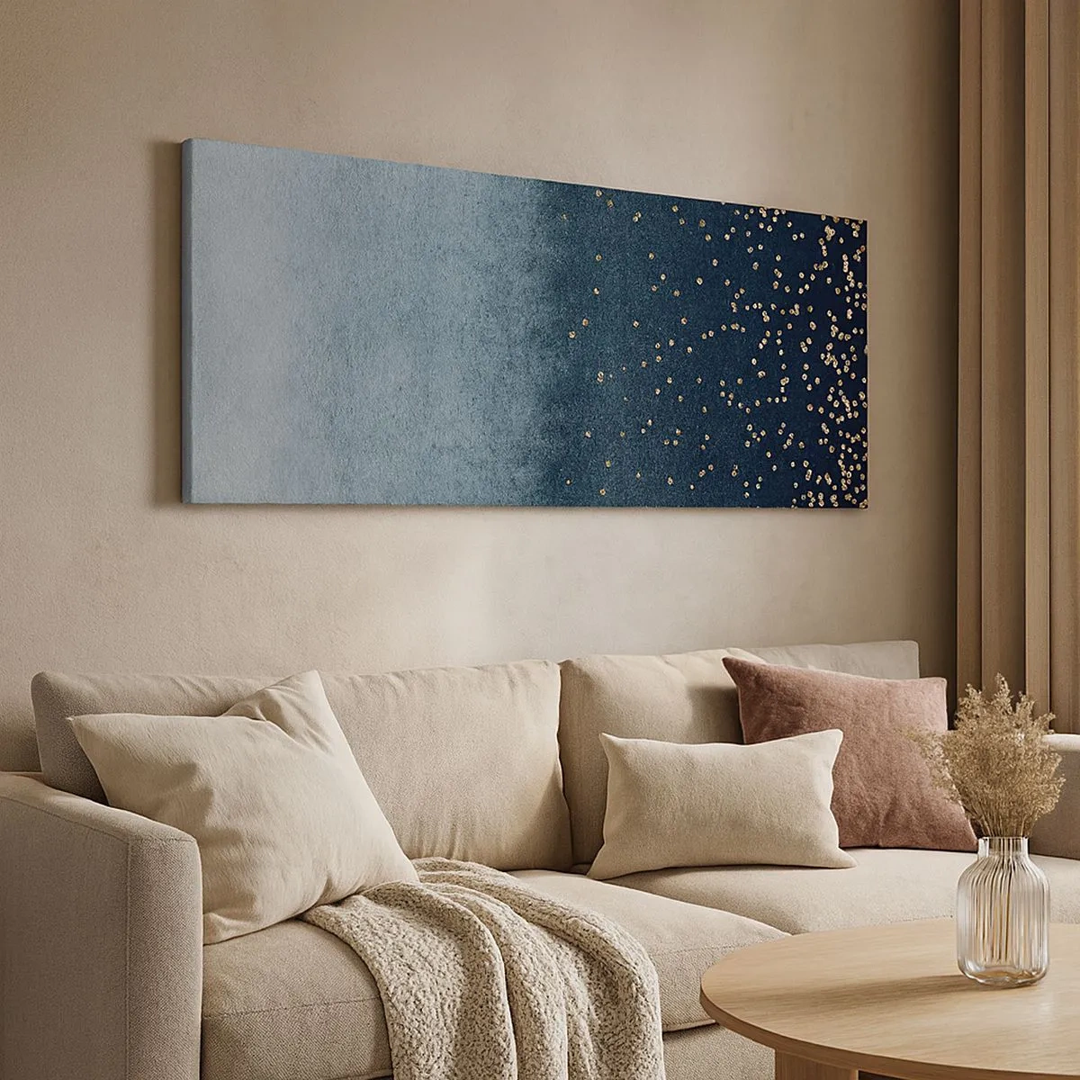 Bild auf Leinwand - Leinwandbild - Komposition - blaue Phasen - 100x40 cm