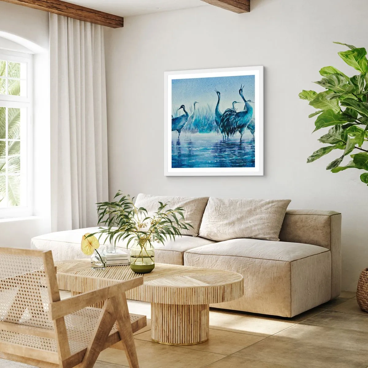 Poster in einem weißen Rahmen - Morgentliches Treffen - 50x50 cm