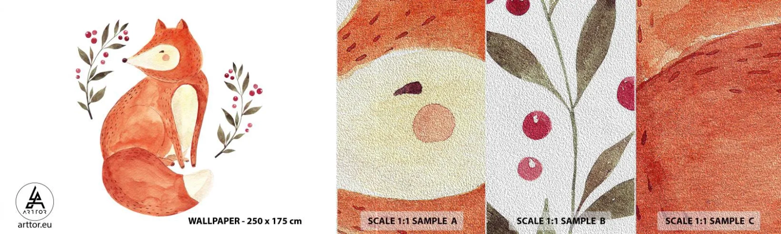 Fototapeten Muster Premium Sand - Kleine Rothaarige - Für Kinder, Fuchs, Märchen - 100x30 cm