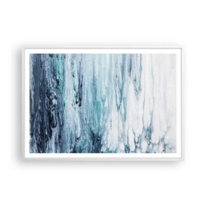 Poster in einem weißen Rahmen - Blaue Eiszapfen - 100x70 cm