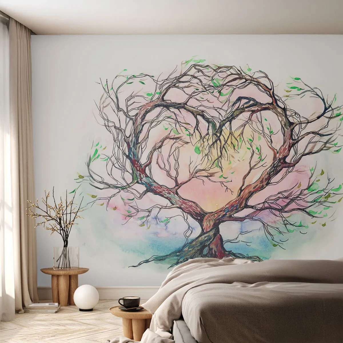 Selbstklebende Fototapete Deluxe Sticker - Gemeinsam gegen die Stürme - Abstraktion, Baum, Stück - 300x210 cm