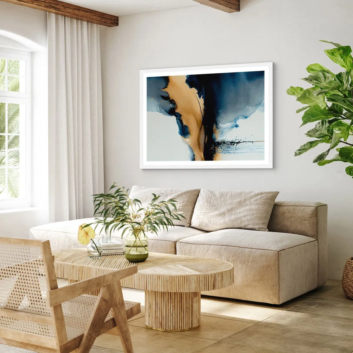 Poster in einem weißen Rahmen - Hinter dem Vorhang - 40x30 cm