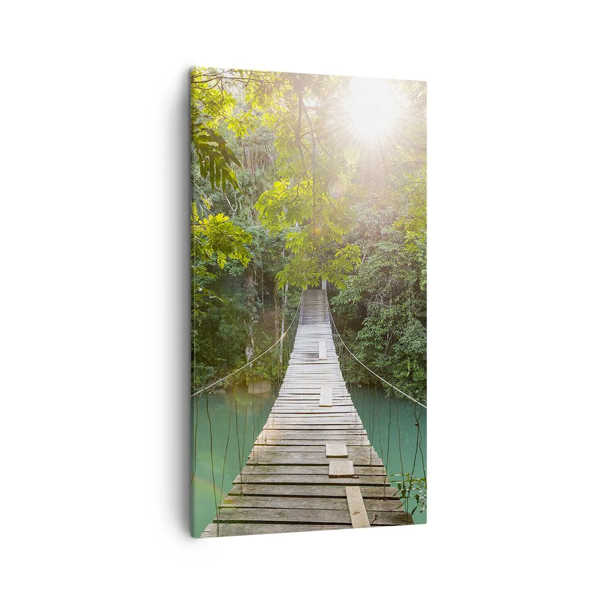 Bild auf Leinwand - Leinwandbild - Über das azurblaue Wasser zum azurblauen Wald - 45x80 cm