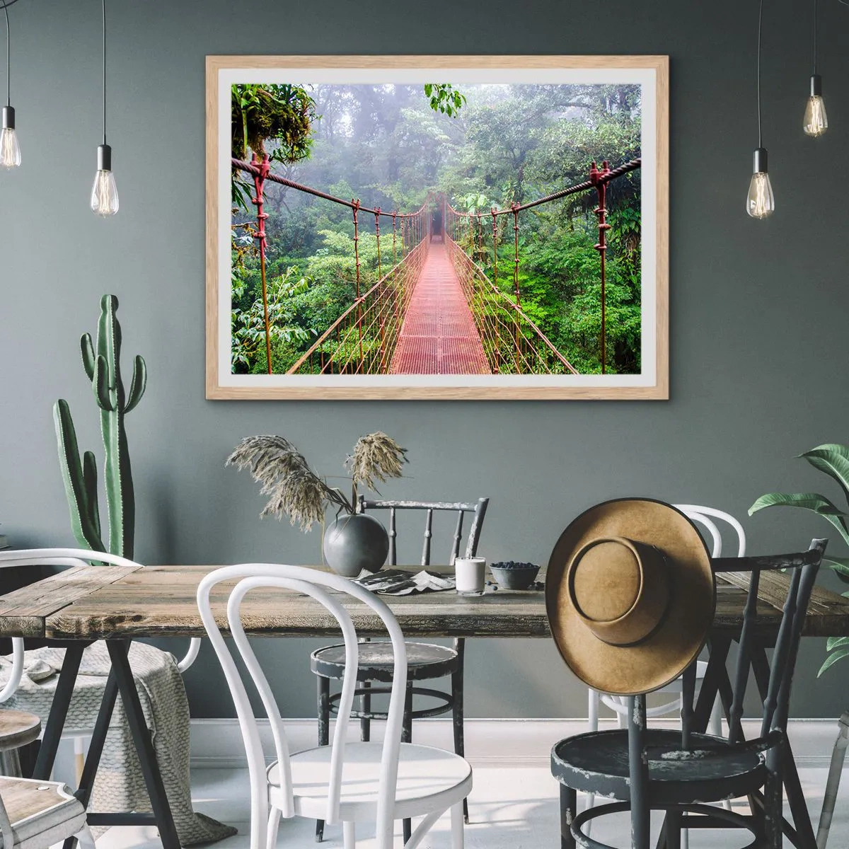 Poster in einem Rahmen aus heller Eiche - Über den Kronen aufgehängt - 100x70 cm