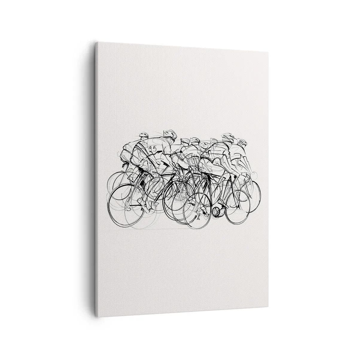 Bild auf Leinwand - Leinwandbild - Eine Gruppe von Radfahrern in Bewegung im minimalistischen Stil - 50x70cm - Gemeinsam als Team - Moderne Wanddekoration für Wohnzimmer und Schlafzimmer ARTTOR