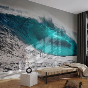 Fototapete Premium Canvas - Herausforderung angenommen - Surfen, Hohe Welle, Surfer - 150x105 cm