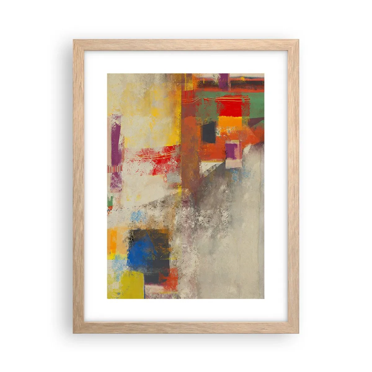 Poster in einem Rahmen aus heller Eiche - Geometrie der Farben - 30x40 cm
