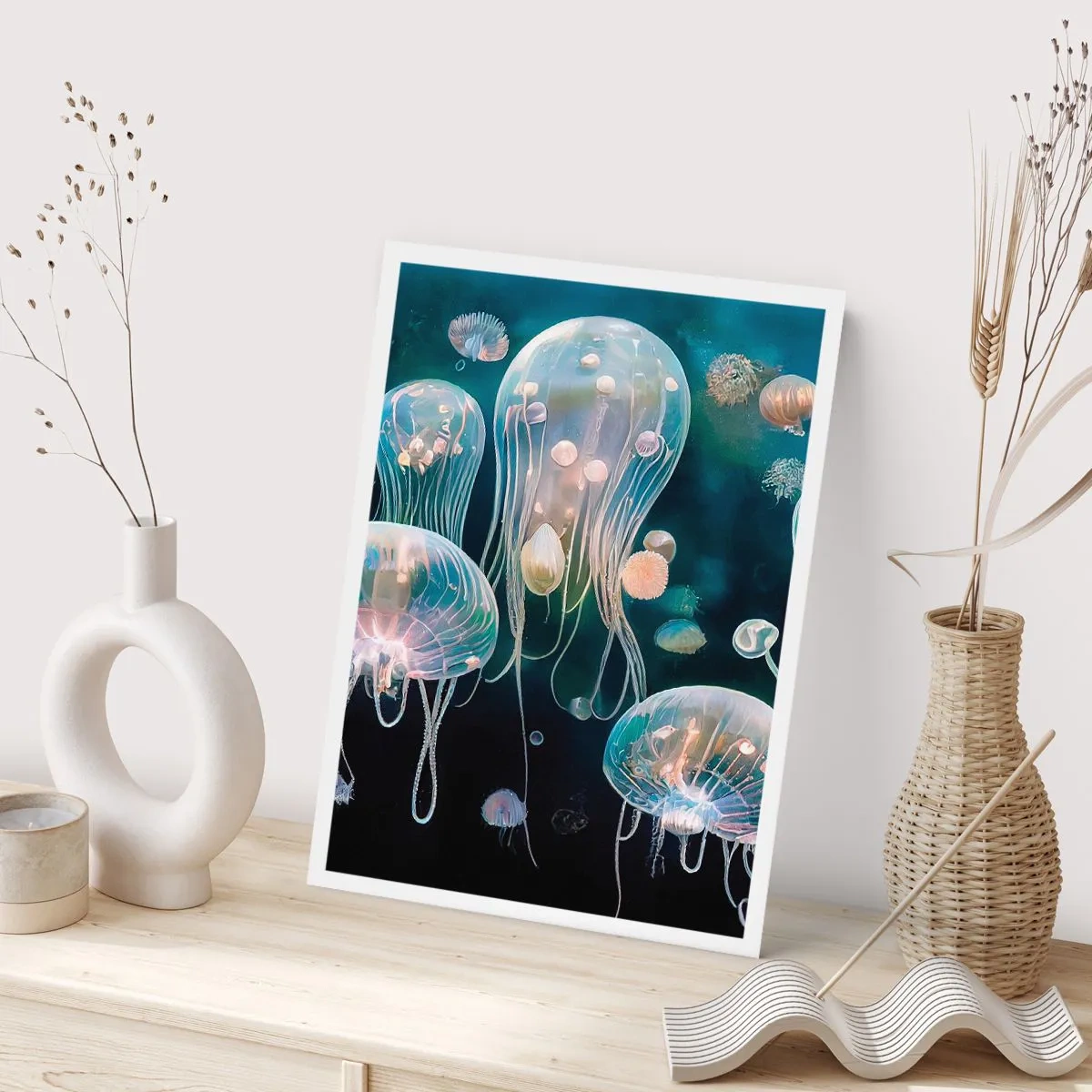 Poster - Subtile Quallen schwimmen im Meer - 50x70cm - Unterwasserball - Moderne Wanddekoration für Wohnzimmer und Schlafzimmer ARTTOR