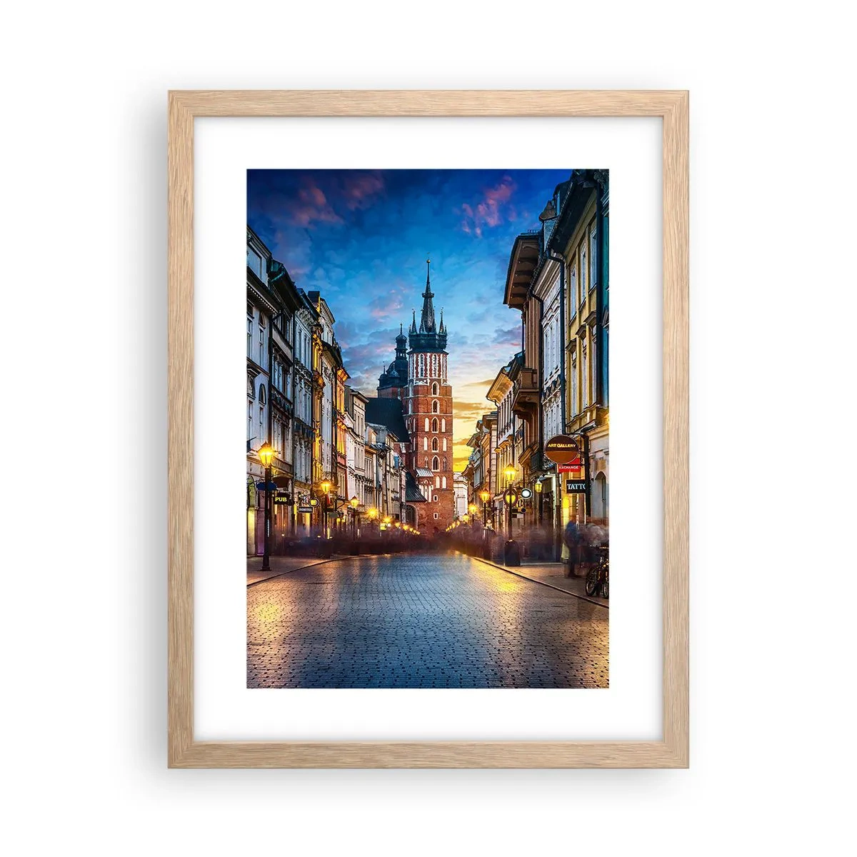 Poster in einem Rahmen aus heller Eiche - Krakauer Charme - 30x40 cm