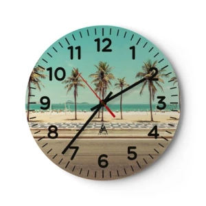 Wanduhr - Glasuhr - Beim Bewachen des Strandes - 40x40 cm