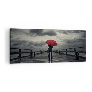 Bild auf Leinwand - Leinwandbild - Es ist egal, dass es regnet - 100x40 cm