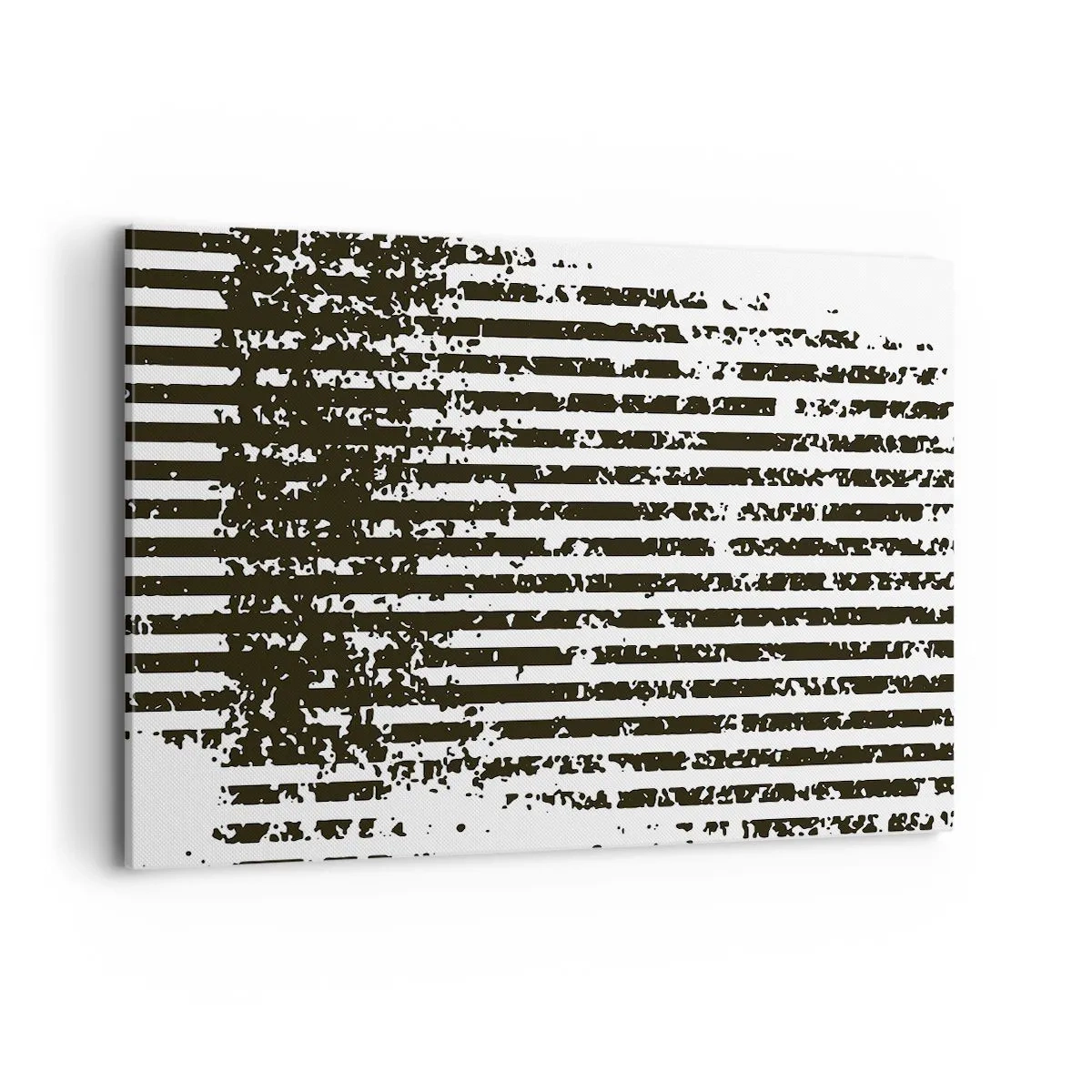 Bild auf Leinwand - Leinwandbild - Abstrakte Linien mit Distressed-Effekt in Schwarz und Weiß - 120x80cm - Rhythmus und Rauschen - Moderne Wanddekoration für Wohnzimmer und Schlafzimmer ARTTOR