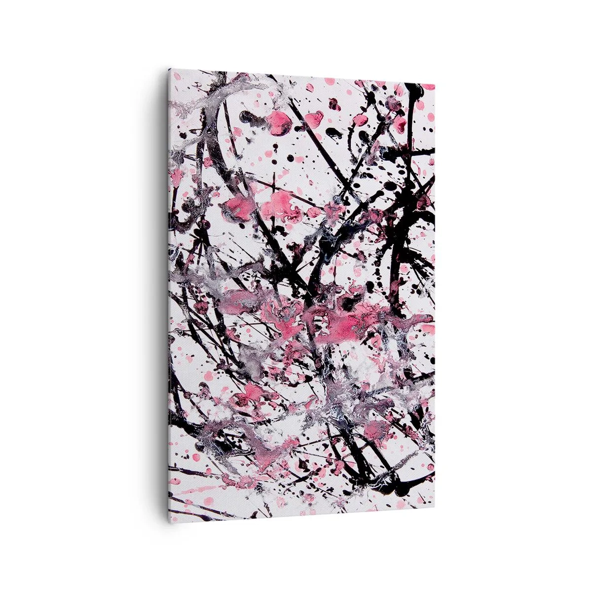 Bild auf Leinwand - Leinwandbild - Abstraktes Muster in Rosa-, Schwarz- und Weißtönen - 80x120cm - Die Flüchtigkeit des Lebens - Moderne Wanddekoration für Wohnzimmer und Schlafzimmer ARTTOR