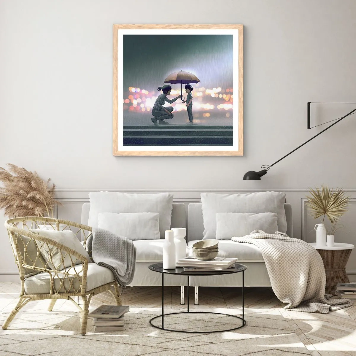 Poster in einem Rahmen aus heller Eiche - Und jetzt ist alles in Ordnung - 40x40 cm