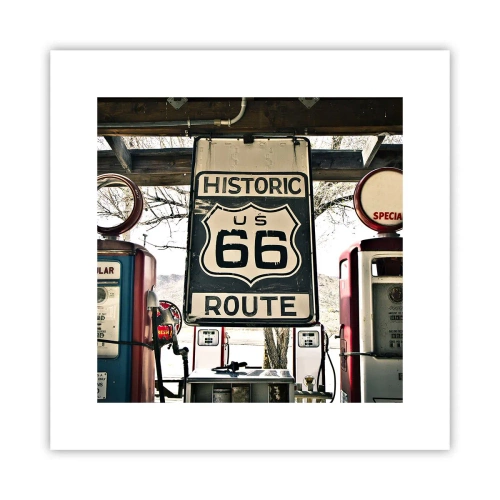 Poster - Amerikanische Retro-Reise - 30x30 cm