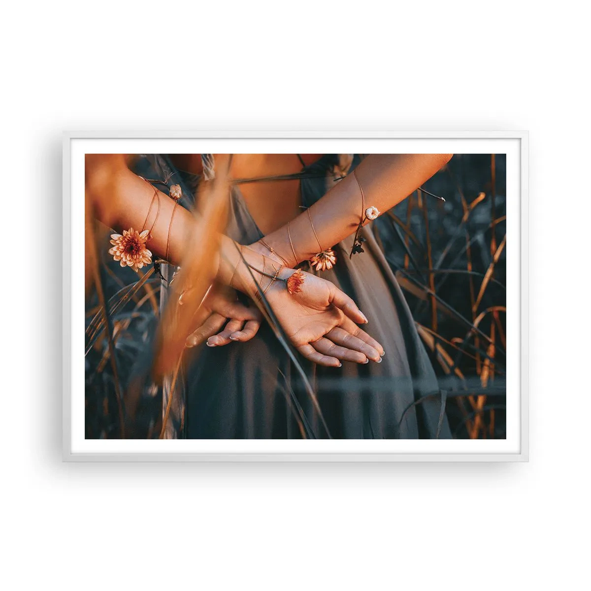 Poster in einem weißen Rahmen - Verbunden mit der Natur - 100x70 cm