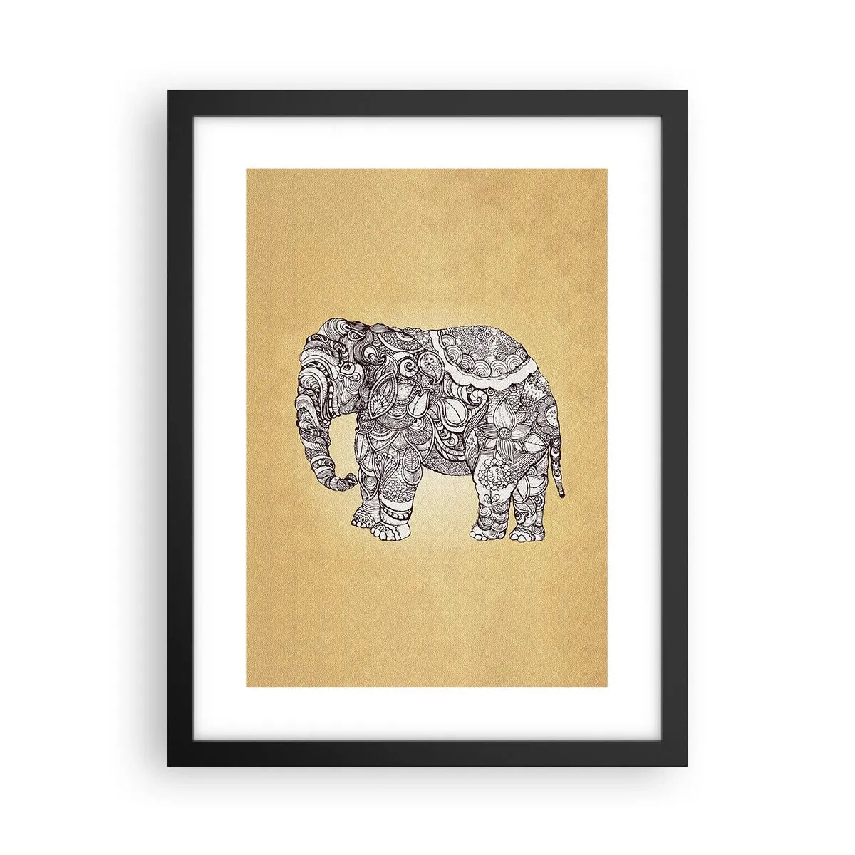 Poster in einem schwarzem Rahmen - Elefant verhüllte sich - 30x40 cm