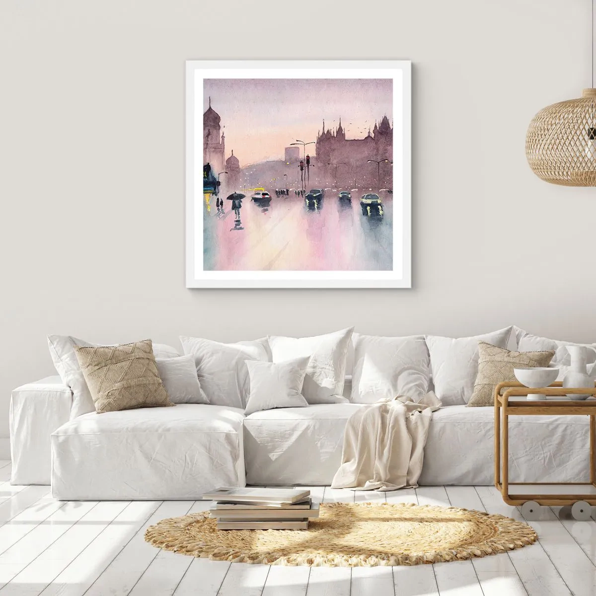 Poster in einem weißen Rahmen - Im regnerischen Dunst - 60x60 cm