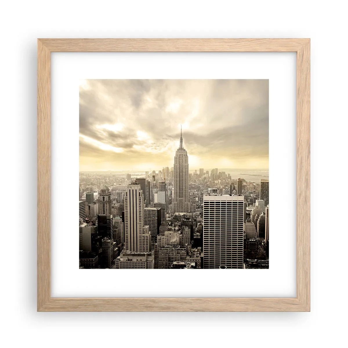 Poster in einem Rahmen aus heller Eiche - New York aus Grau - 30x30 cm