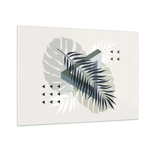 Glasbild - Bild auf glas - Eine moderne geometrische Blattkomposition - 100x70cm - Natur und Geometrie – zwei Ordnungen? - Moderne Wanddekoration für Wohnzimmer und Schlafzimmer ARTTOR