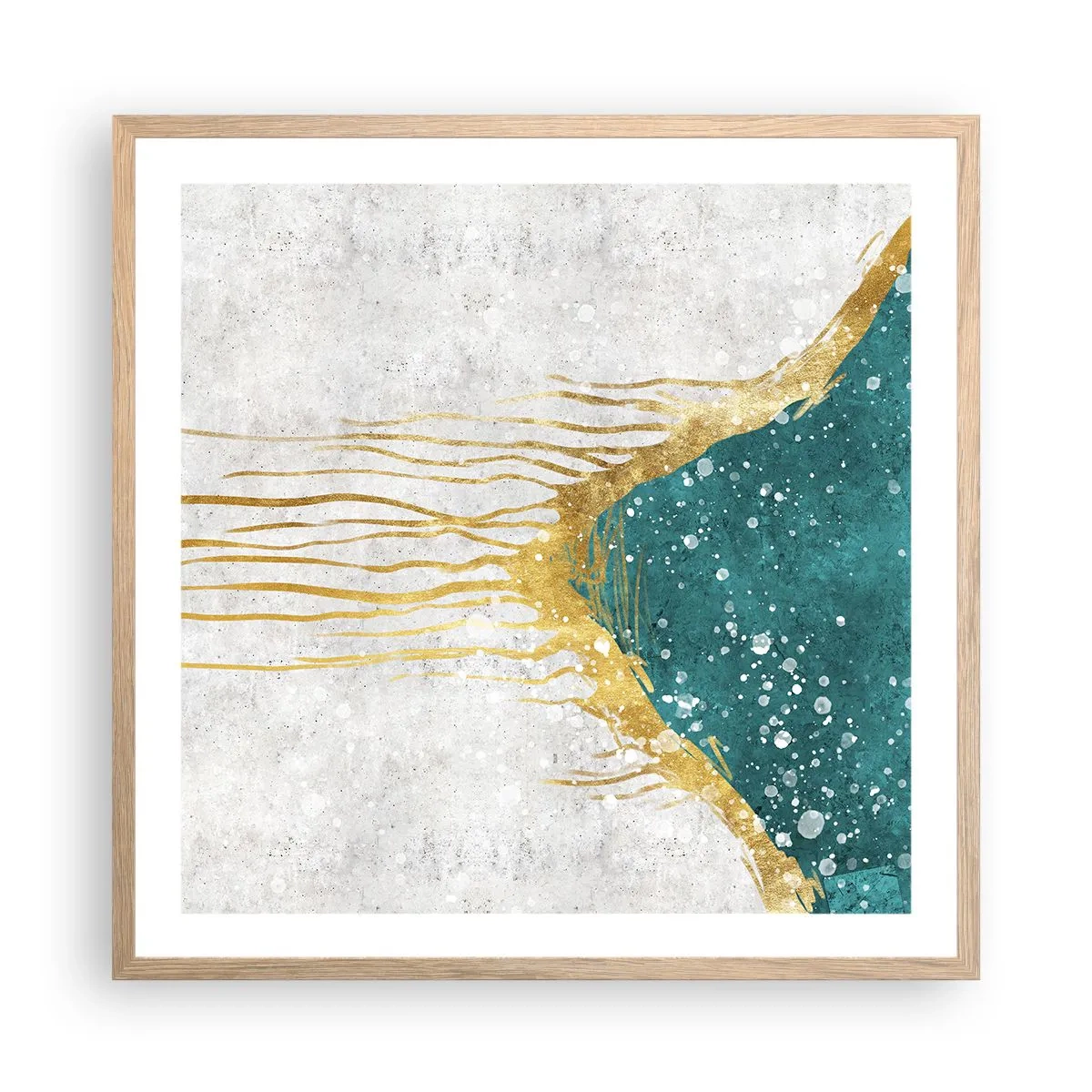 Poster in einem Rahmen aus heller Eiche - Goldene Flut - 60x60 cm