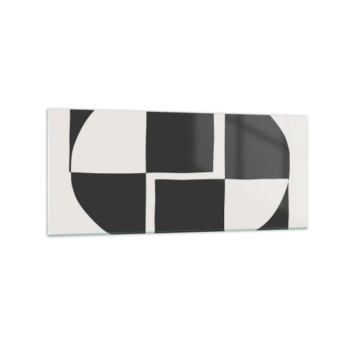 Glasbild - Bild auf glas - Abstrakte geometrische Formen in Schwarz und Weiß - 120x50cm - Antithese - Synthese - Moderne Wanddekoration für Wohnzimmer und Schlafzimmer ARTTOR