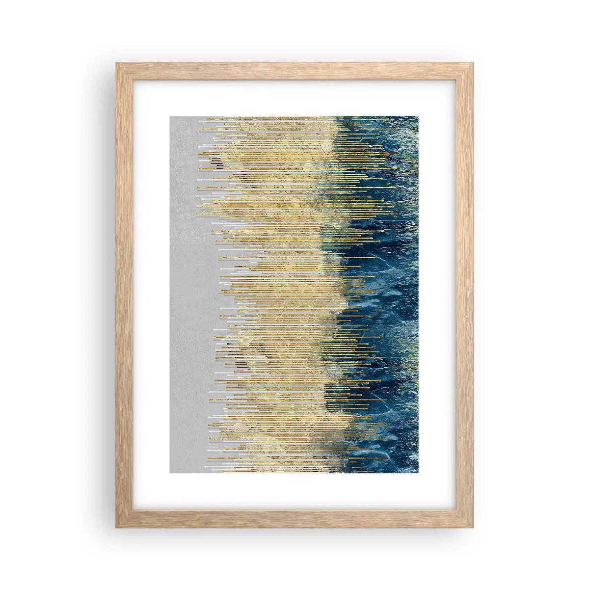 Poster in einem Rahmen aus heller Eiche - Vergoldete Grenze - 30x40 cm