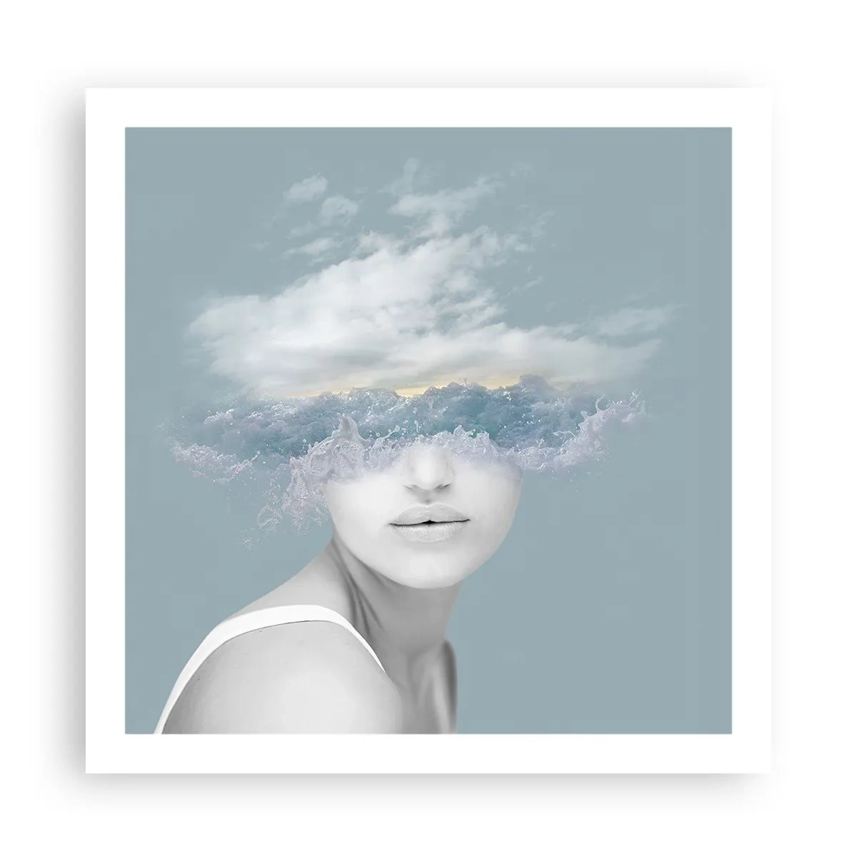 Poster - Mit dem Kopf in den Wolken - 60x60 cm