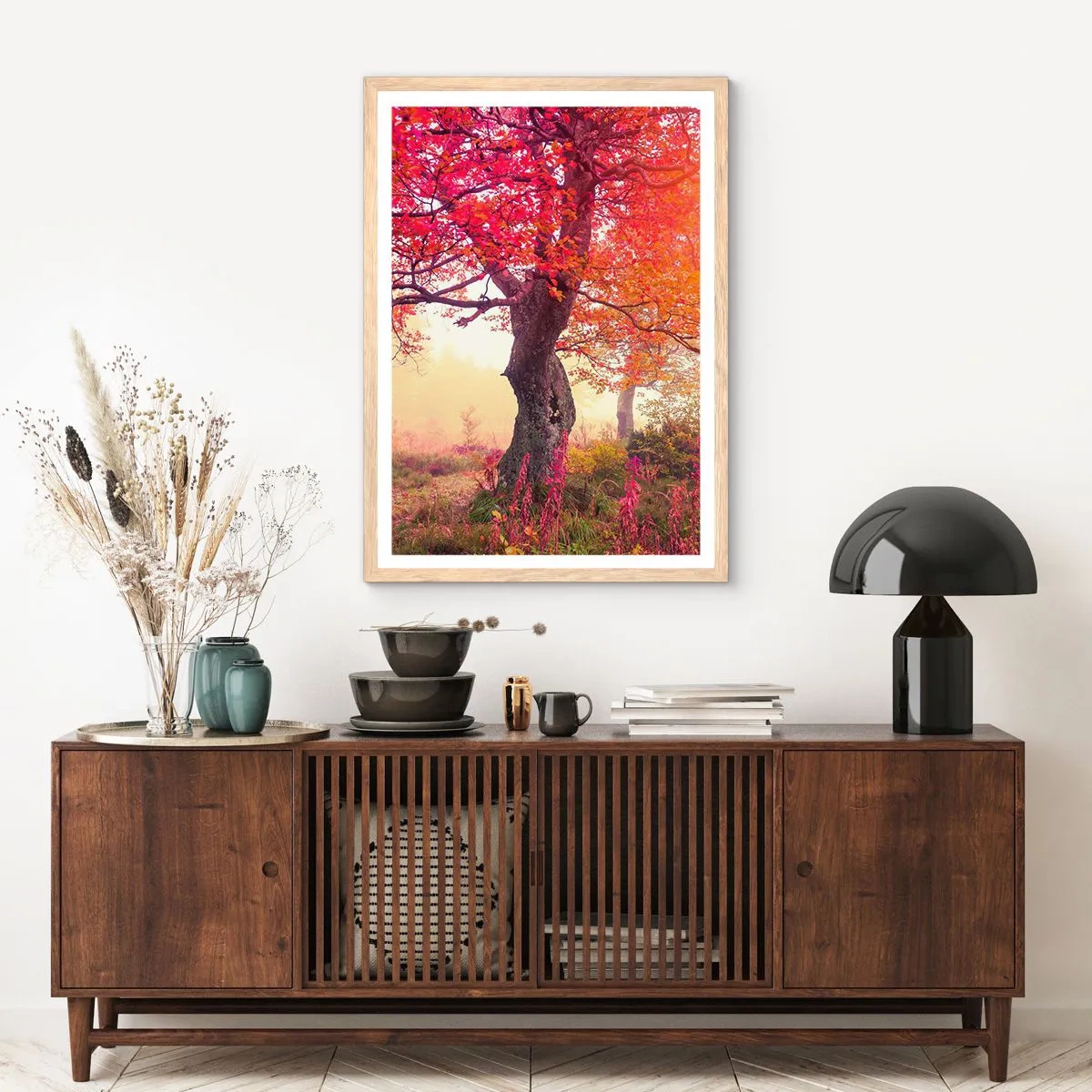 Poster in einem Rahmen aus heller Eiche - Blühende Raserei - 30x40 cm